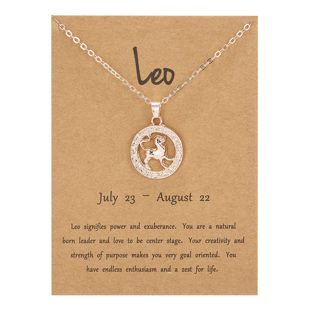 Women 12 Constellation Rose Gold Animal Necklace