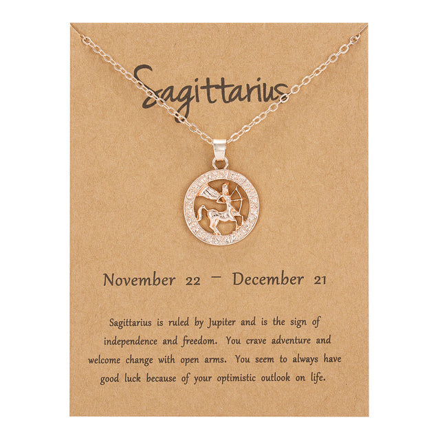 Women 12 Constellation Rose Gold Animal Necklace