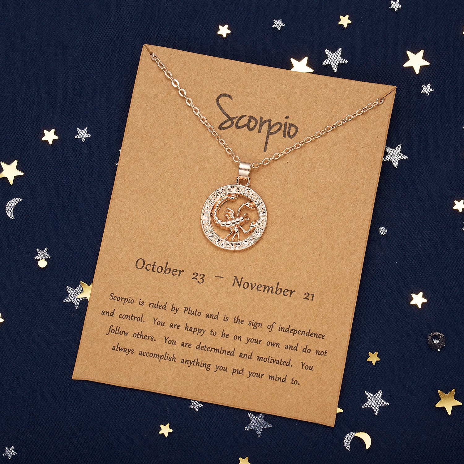 Women 12 Constellation Rose Gold Animal Necklace